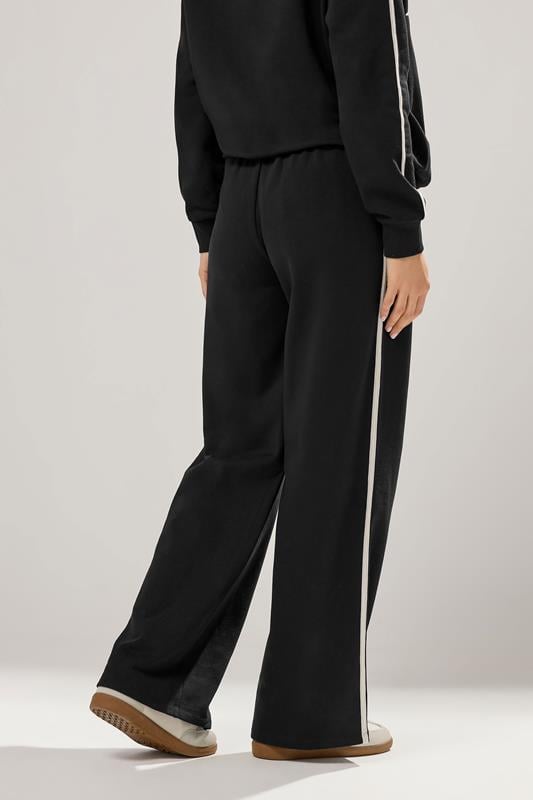 LTS Tall Black Pipe Detail Wide Leg Joggers | Long Tall Sally 3
