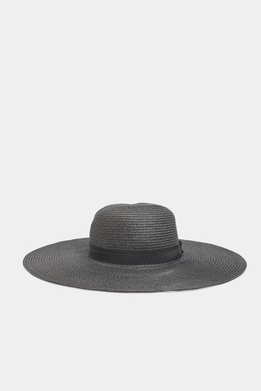 Black 'Blessed' Floppy Straw Hat | Yours Clothing 3