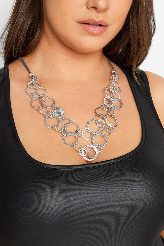 Plus Size  Yours Silver Tone Link Circle Long Necklace