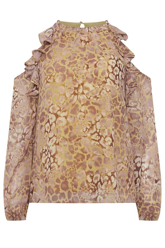 STAR Natural Brown Animal Cold Shoulder Top | Yours Clothing 5
