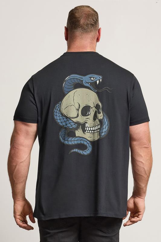 STUDIO A Big & Tall Black Snake & Skull Graphic T-Shirt | BadRhino 3