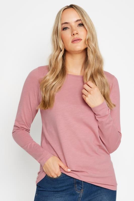 LTS Tall Blush Pink Crew Neck Long Sleeve Cotton T-Shirt | Long Tall Sally 4