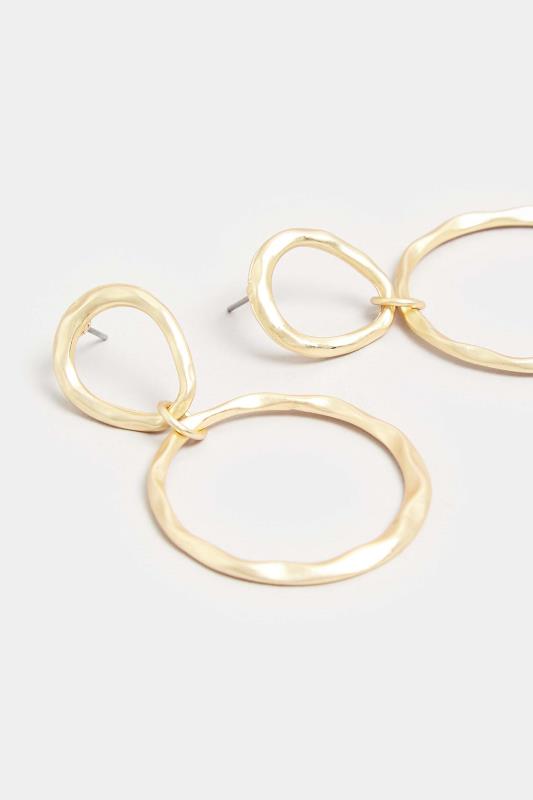 Gold Tone Textured Double Hoop Earrings | Yours Clothing 3