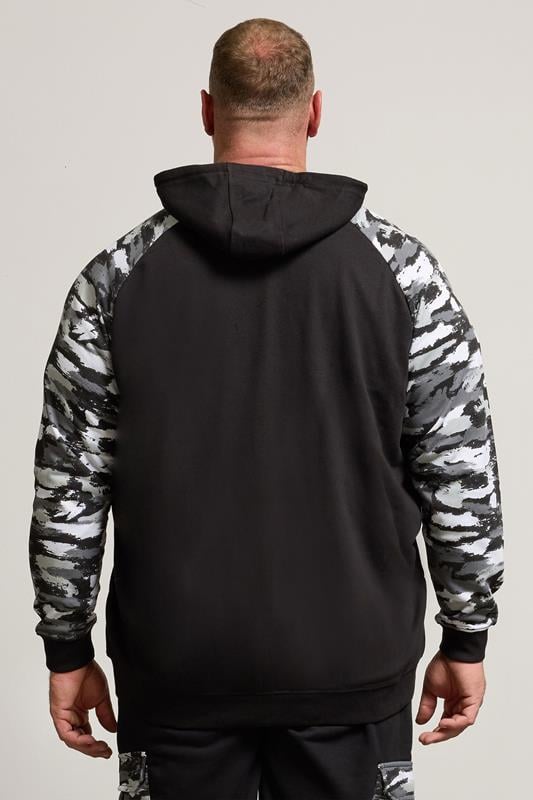 BadRhino Big & Tall Black Camo Print Zip Through Hoodie | BadRhino 3