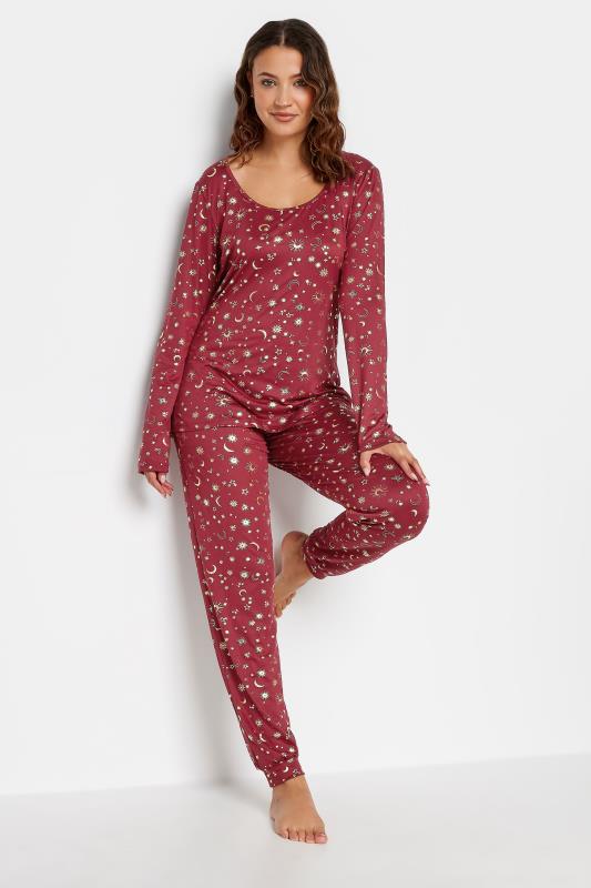 LTS Tall Womens Red Celestial Print Soft Touch Pyjama Set | Long Tall Sally  3
