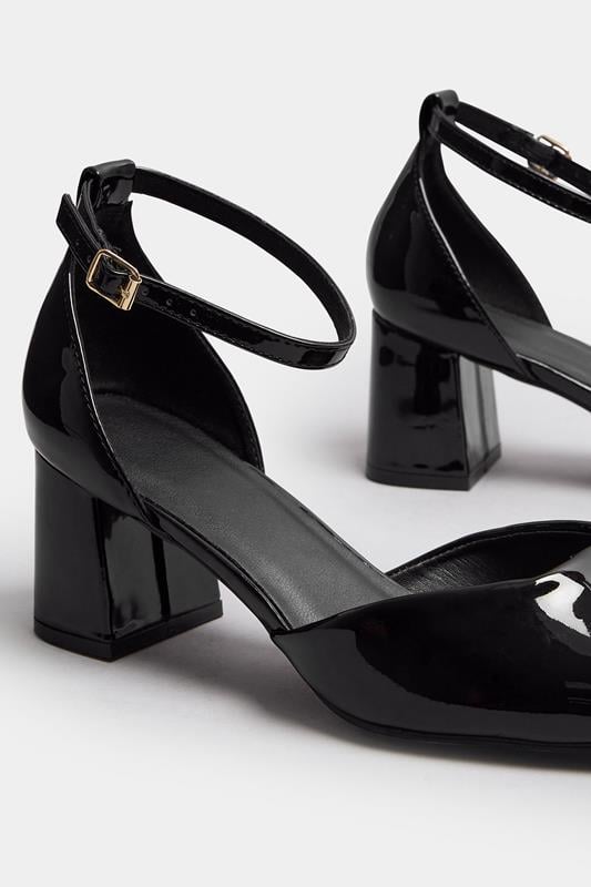 Black Patent Block Mary Jane Heels In Extra Wide EEE Fit | Yours Clothing 5