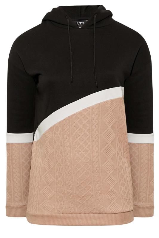 LTS Tall Black & Pink Colour Block Cable Knit Hoodie | Long Tall Sally 6
