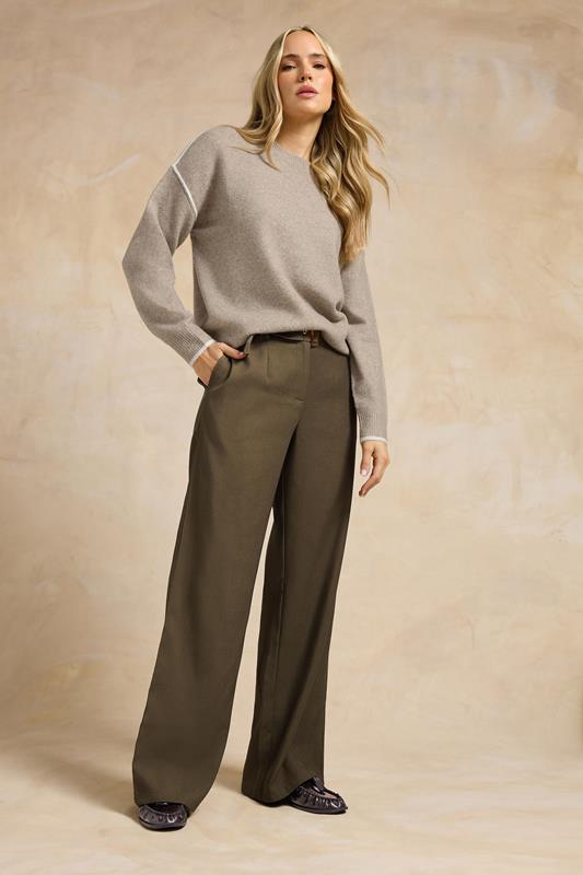 Tall  LTS Tall Chocolate Brown Wide Leg Belted Trousers