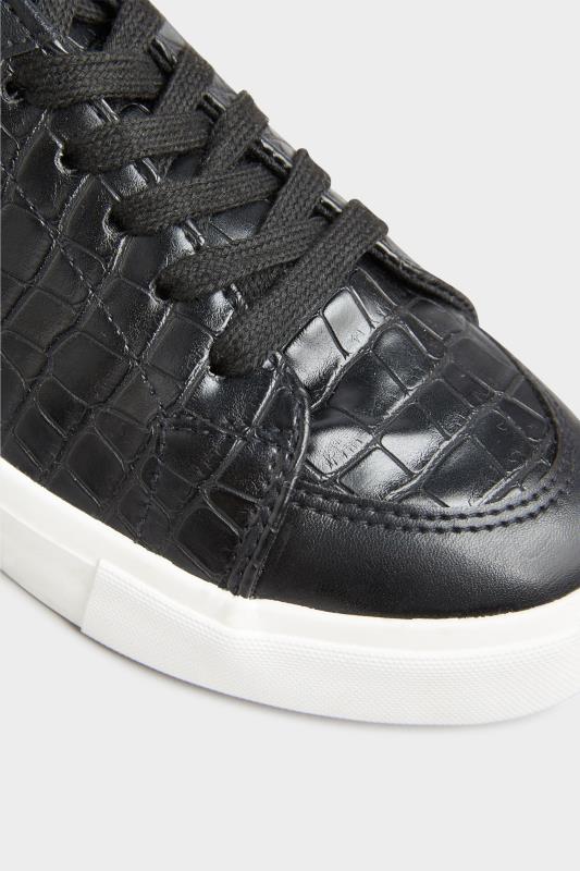LTS Black Croc Lace Up Trainers In Standard Fit | Long Tall Sally  5