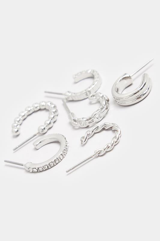 6 PACK Silver Hoop Earrings Set | Yours Clothing  4