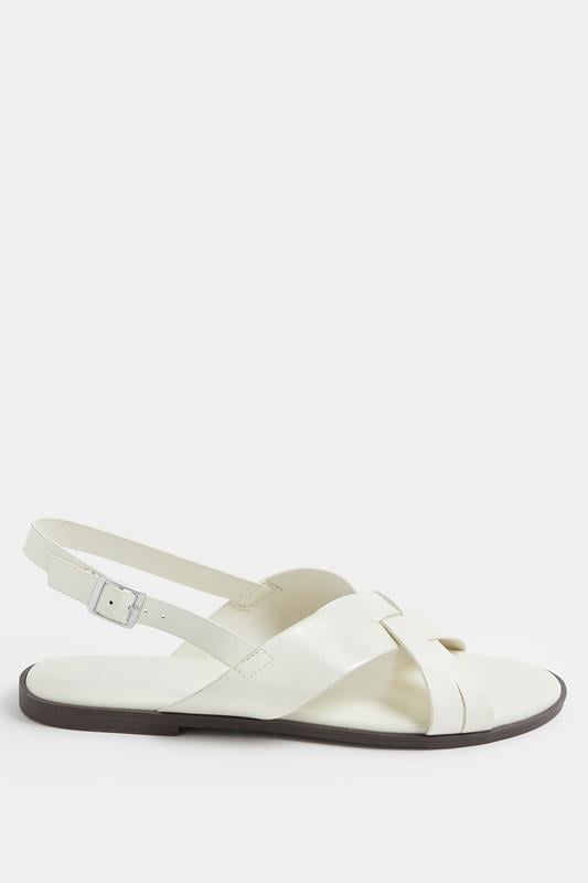 White Faux Leather Cross Over Strap Sandals In Wide E Fit | Yours Clothing 2