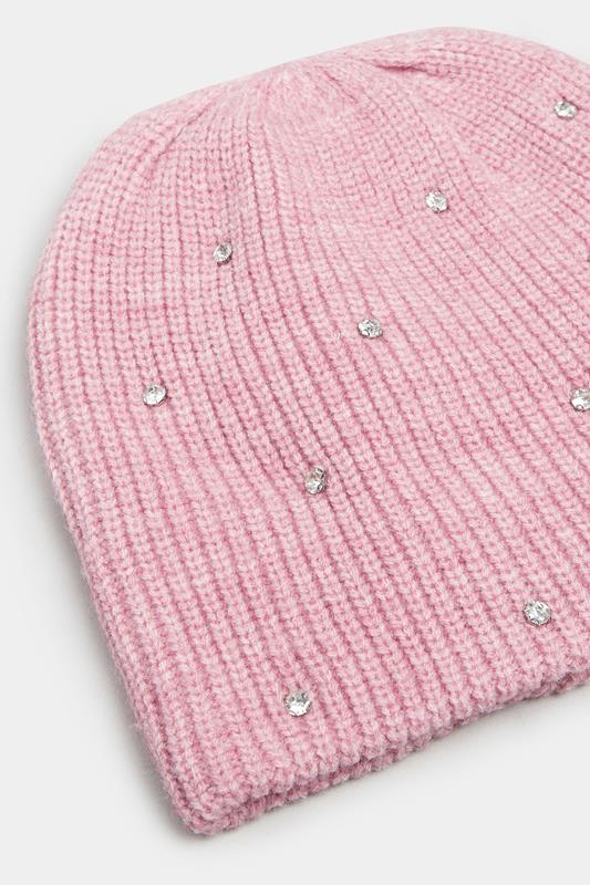 Pink Diamante Beanie | Yours Clothing 2
