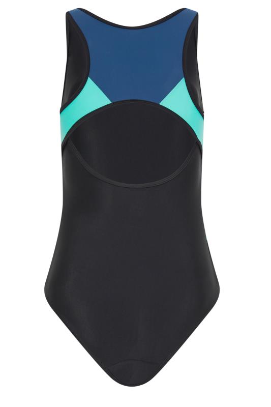 LTS Tall Women's Black & Blue Contrast Active Swimsuit | Long Tall Sally 7