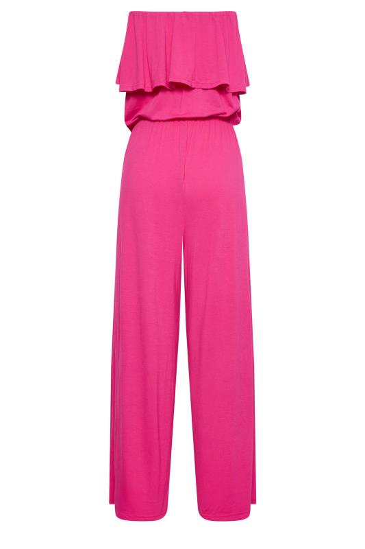 LTS Tall Hot Pink Frill Bandeau Jumpsuit | Long Tall Sally