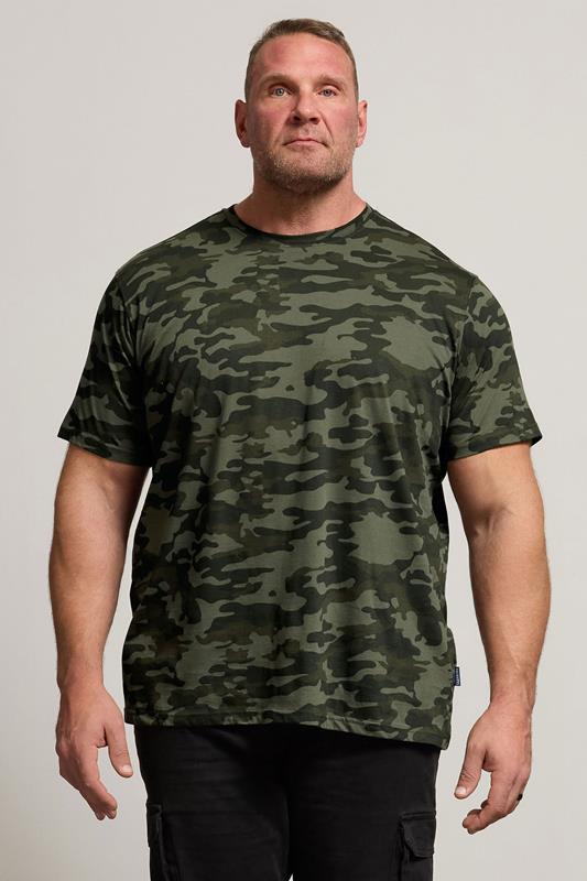 BadRhino Big & Tall Green Camo Print Crew Neck T-Shirt