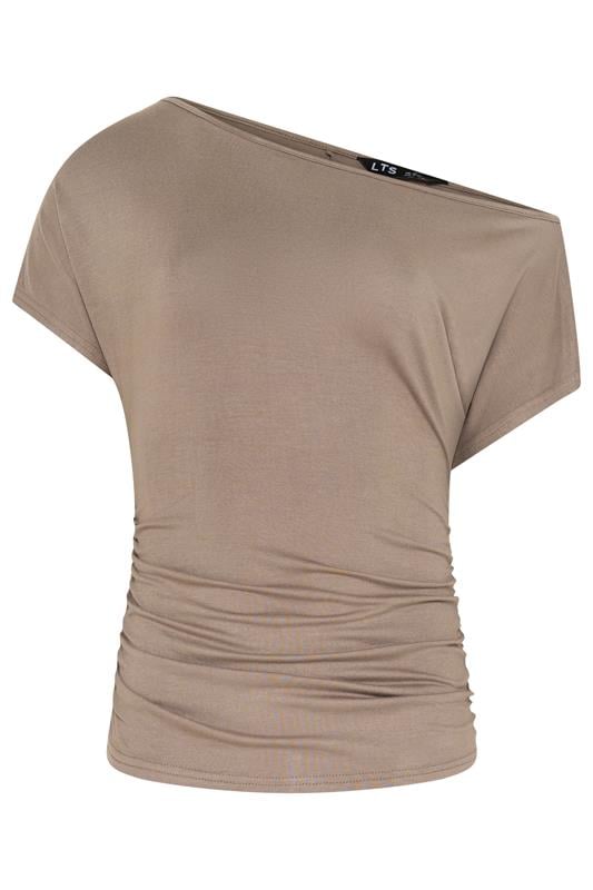 LTS Tall Women's Mocha Brown Off Shoulder Ruched Top | Long Tall Sally 6