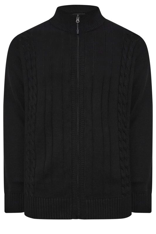 KAM Big & Tall Black Cable Knit Cardigan | BadRhino 3