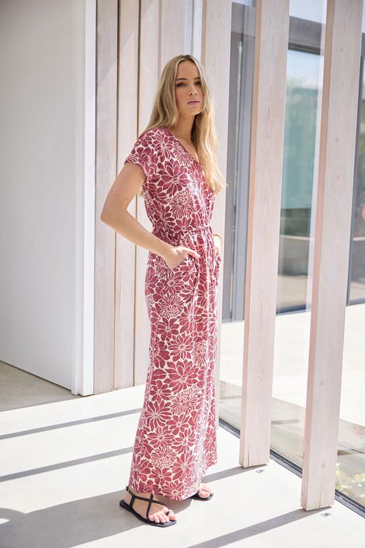 Tall  LTS Tall Red Cotton Floral Print Drawstring Maxi Dress