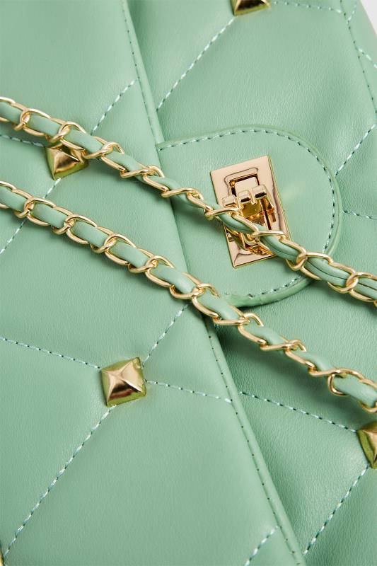 Green Studded Quilted Chain Bag | Yours Clothing 5