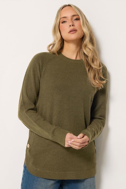  LTS Tall Brown Longline Button Knitted Jumper