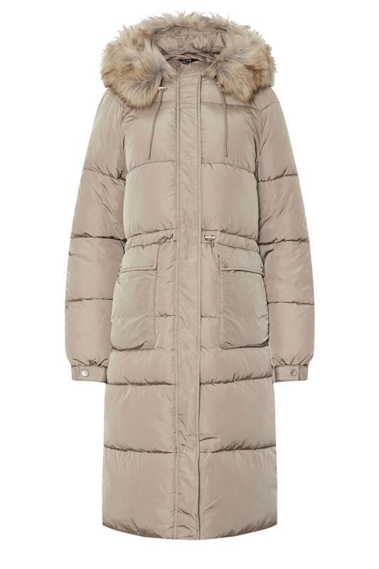 LTS Tall Natural Brown Padded Midi Coat | Long Tall Sally 1