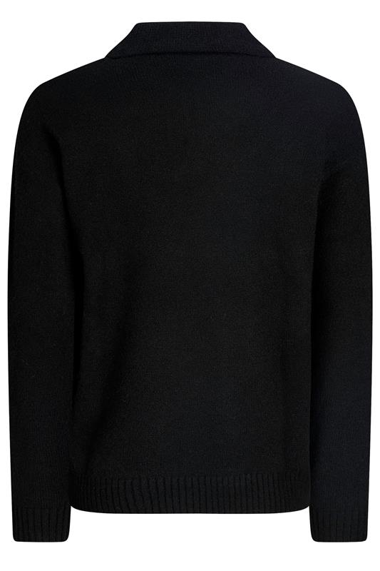 JACK & JONES Big & Tall Black Split Neck Knitted Jumper | BadRhino 2