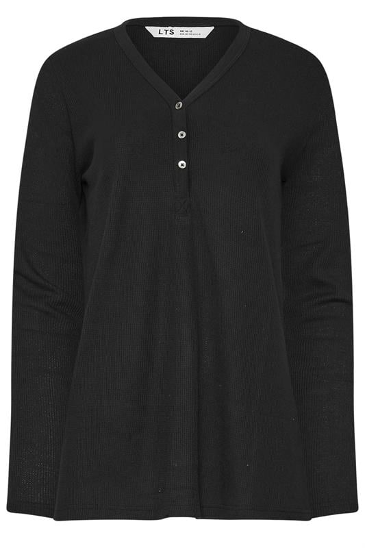 LTS Tall Black Cotton Waffle Pyjama Top | Long Tall Sally 5