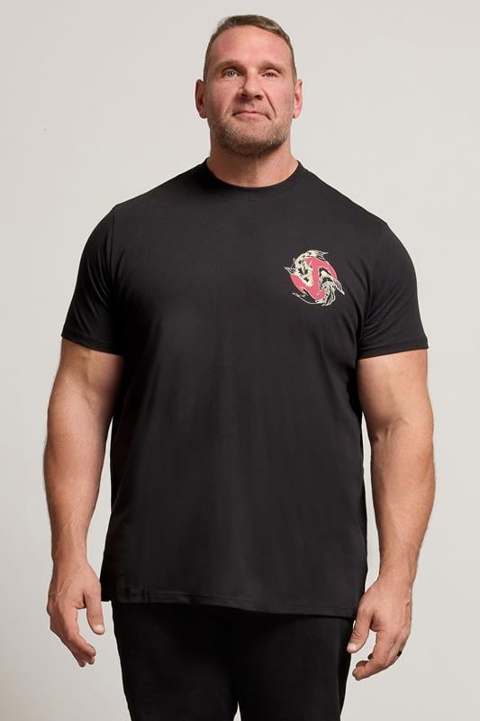 BadRhino Big & Tall Black Japanese Koi Graphic T-Shirt