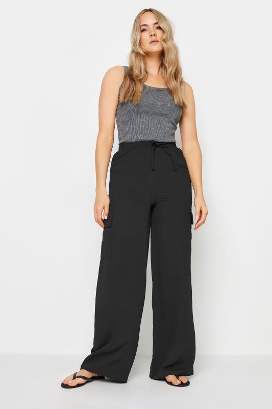 Tall  LTS Tall Black Cargo Crepe Wide Leg Trousers