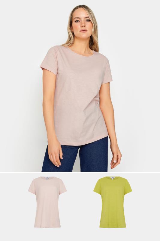 LTS 2 PACK Tall Womens Blush Pink & Lime Green Cotton T-Shirts | Long Tall Sally 1