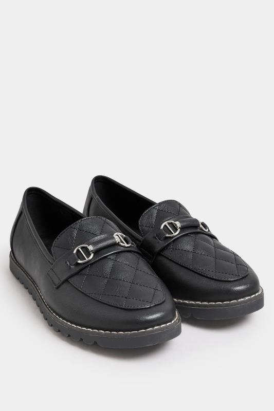 Black Quilted Loafer In Extra Wide EEE Fit | Yours Clothing 2