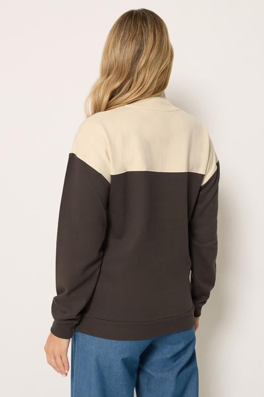LTS Tall Women's Brown Colour Block Half Zip Sweatshirt | Long Tall sally 2