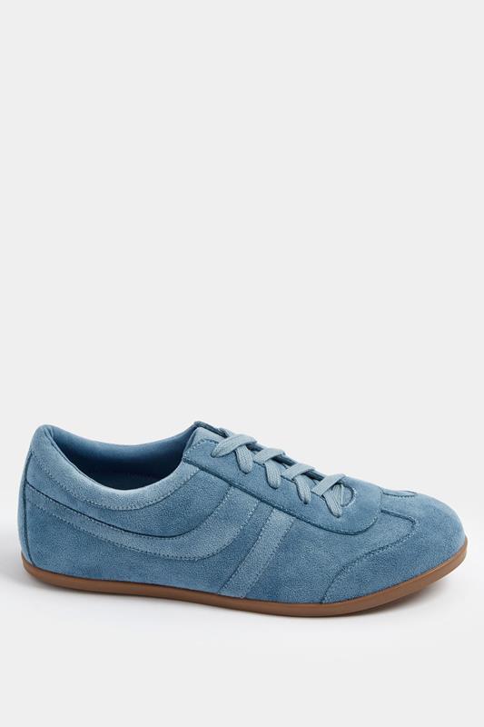 Blue Faux Suede Stripe Trainers In Extra Wide EEE Fit | Yours Clothing 2