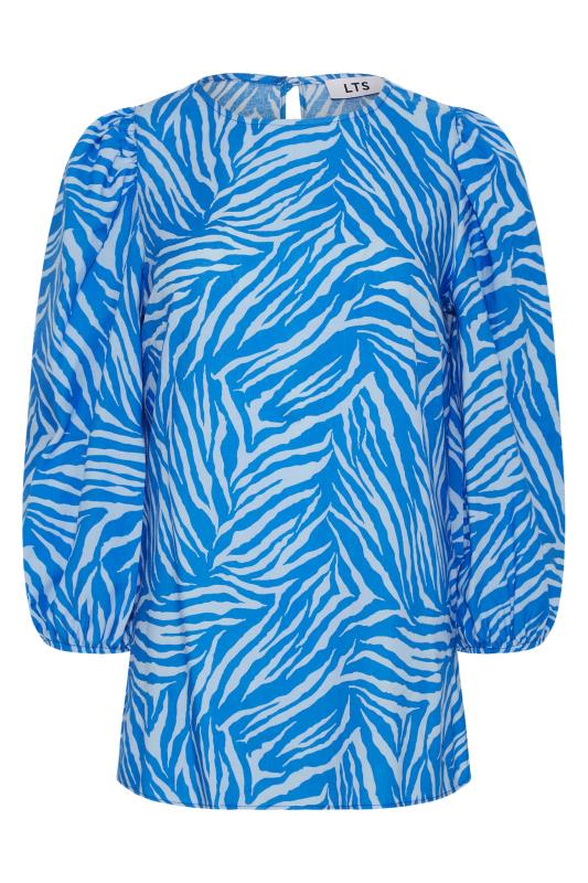 Tall Women's LTS Bright Blue Zebra Print Puff Sleeve Top | Long Tall Sally 6