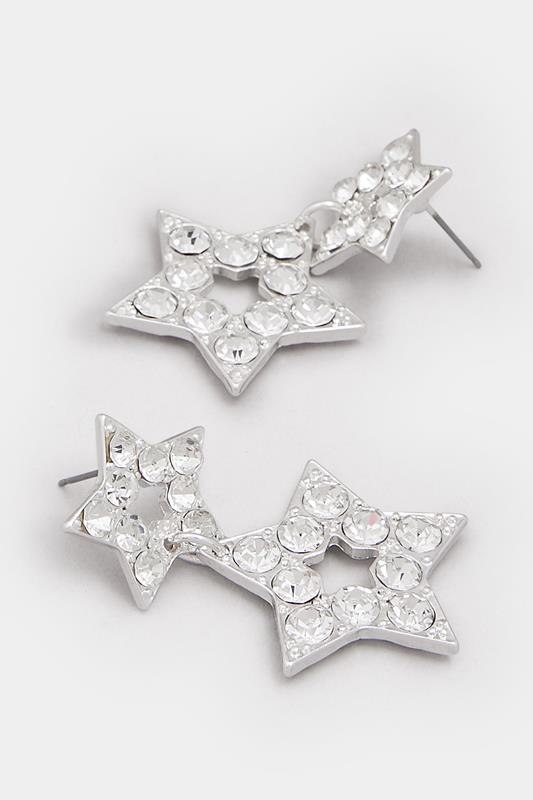 Silver Tone Diamante Star Earrings | Yours Clothing 3