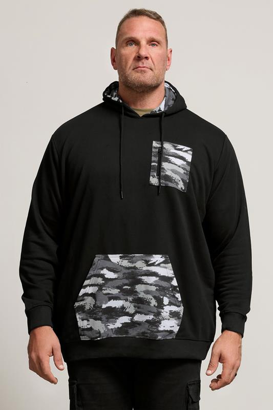 Men's  BadRhino Big & Tall Black Camo Print Utility Hoodie