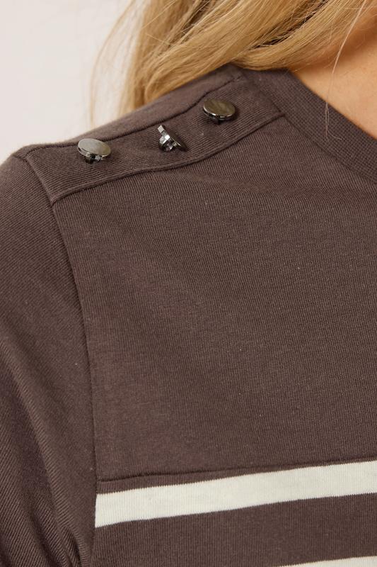 LTS Tall Women's Chocolate Brown Stripe Button T-Shirt | Long Tall Sally  4