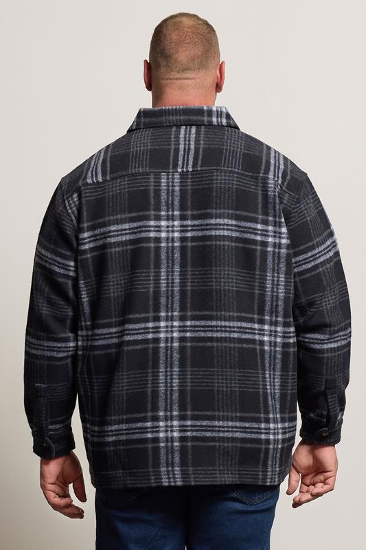 BadRhino Big & Tall Blue Check Print Zip Through Overshirt | BadRhino 3