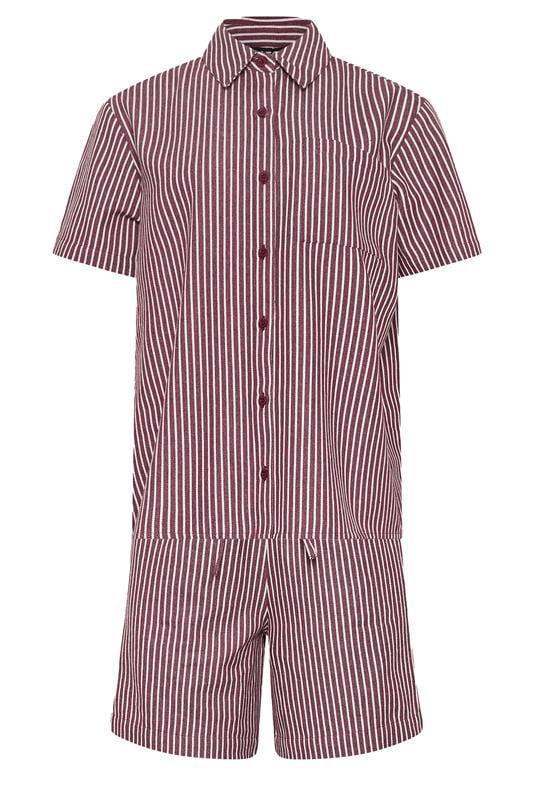 LTS Tall Women's Set Burgundy Red Stripe Cotton Shirt & Shorts | Long Tall Sally 7