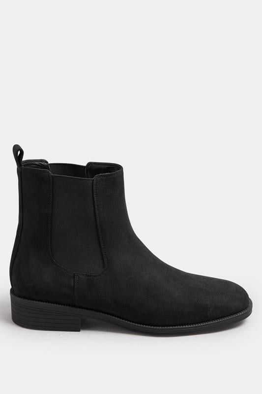 LTS Black Faux Suede Chelsea Ankle Boots In Standard Fit | Long Tall Sally 3