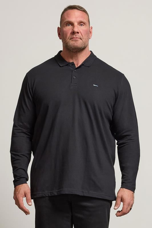 BadRhino Big & Tall Black Long Sleeve Core Polo Shirt