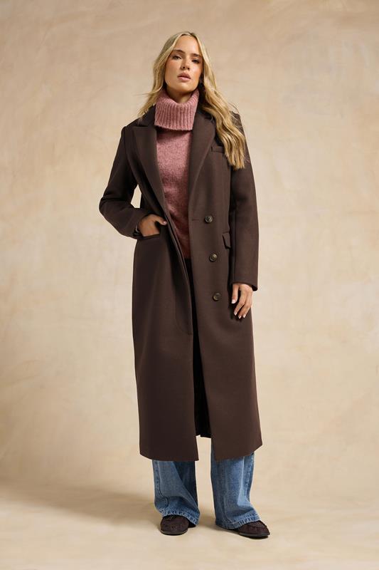LTS Tall Chocolate Brown Longline Maxi Coat | Long Tall Sally 2