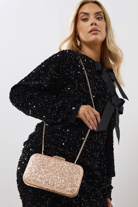 Champagne Gold Sequin Clutch Bag | Yours Clothing 2