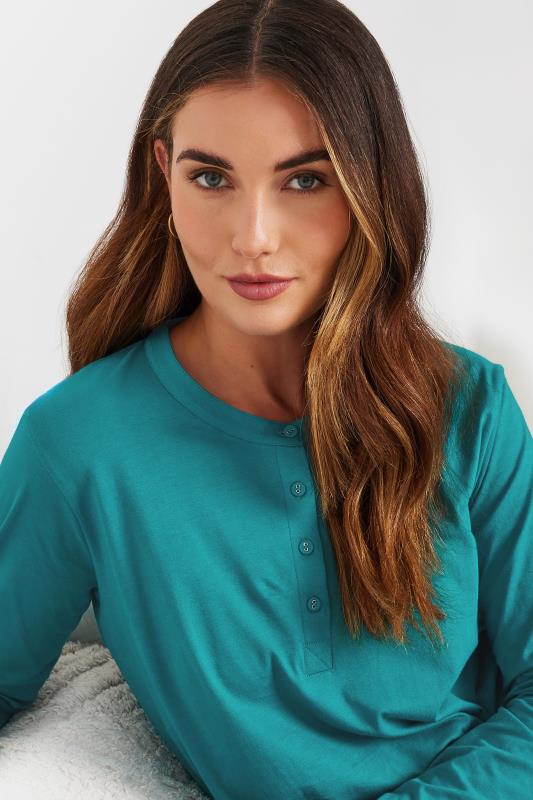 LTS Tall Womens Turquoise Green Cotton Pyjama Top | Long Tall Sally  5