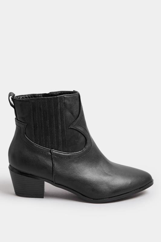 Black Western PU Ankle Boot In Wide E Fit & Extra Wide EEE Fit | Yours Clothing 3