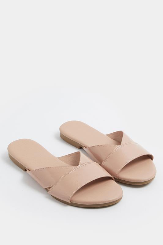  Yours Natural Brown Faux Leather Mule Sandals In Wide E Fit
