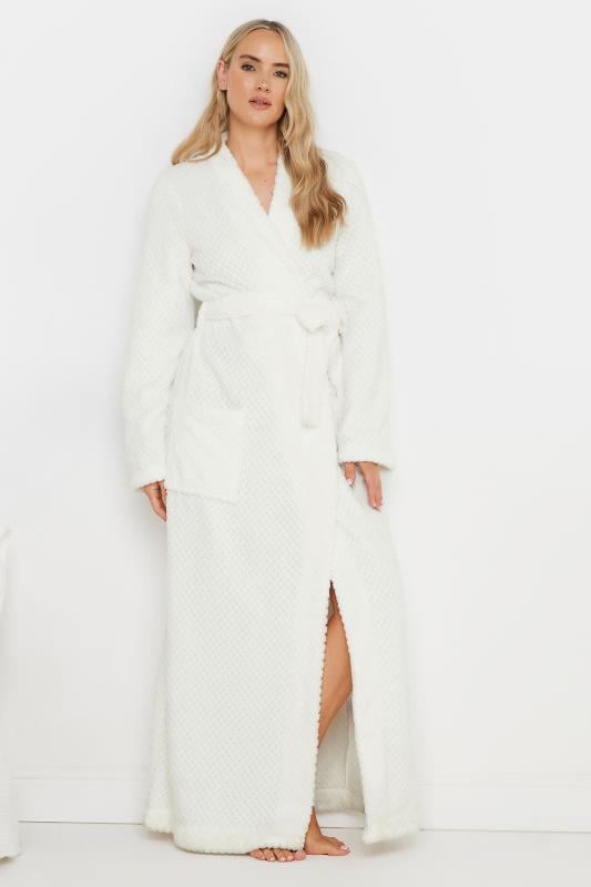 LTS Tall Ivory White Waffle Dressing Gown | Long Tall Sally 2