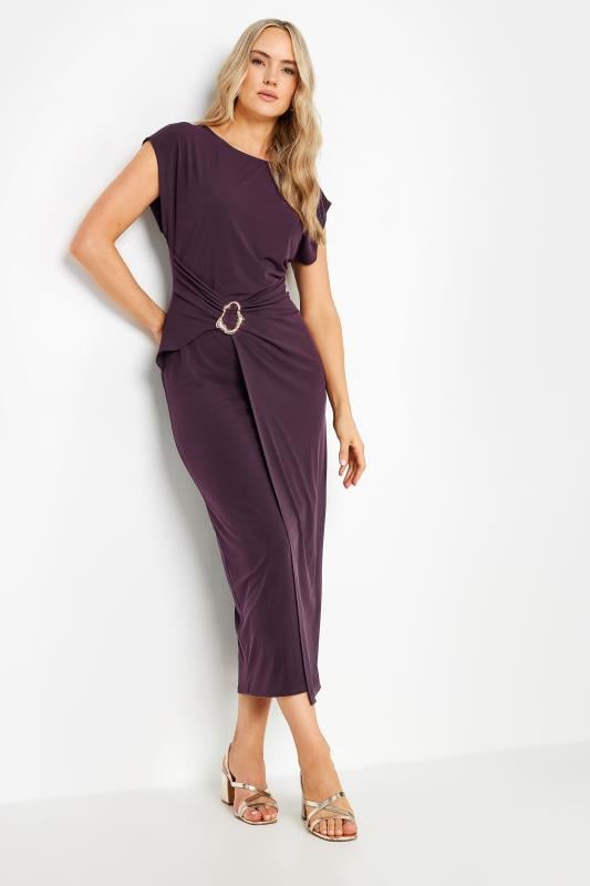 LTS Tall Women's Purple Draped Buckle Detail Midaxi Dress | Long Tall Sally 1