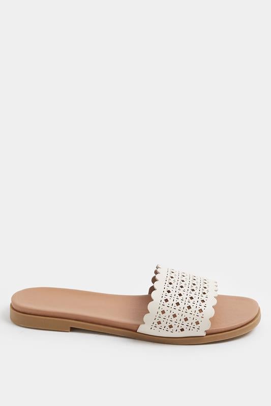 White Laser Cut Mule Sandals In Wide E Fit | Yours Clothing 2