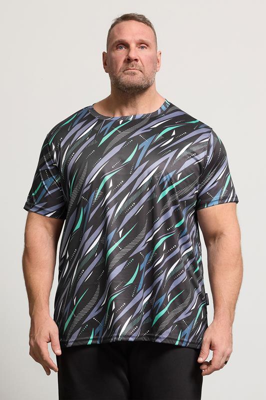  D555 Big & Tall Black Lightweight Active Print T-Shirt